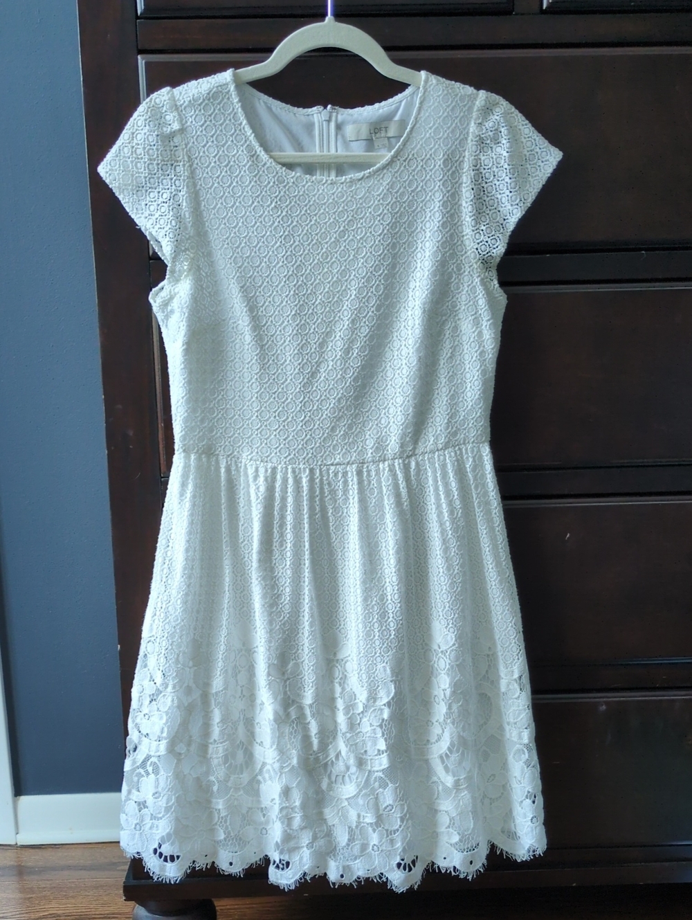 LOFT Off White Lace Dress